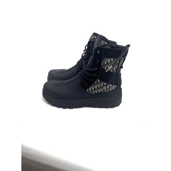 Men\'s Dior Garden Oblique Black/Beige Lace Up Combat Boots Size 41